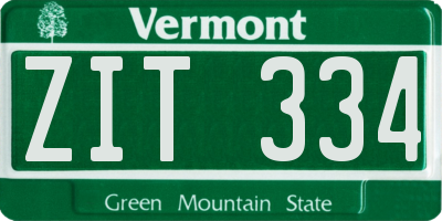 VT license plate ZIT334