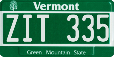 VT license plate ZIT335