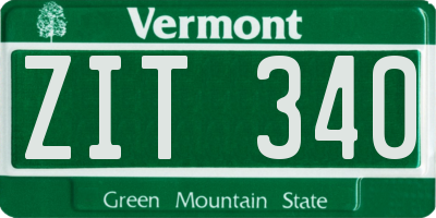 VT license plate ZIT340