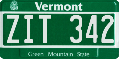 VT license plate ZIT342
