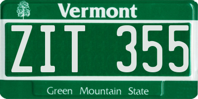 VT license plate ZIT355