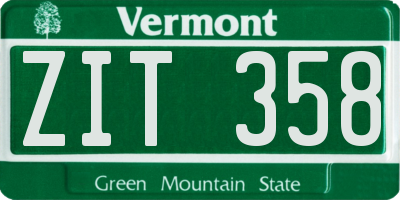 VT license plate ZIT358