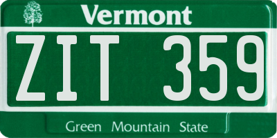 VT license plate ZIT359