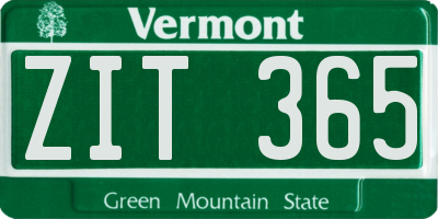 VT license plate ZIT365