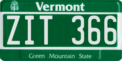 VT license plate ZIT366