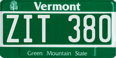 VT license plate ZIT380
