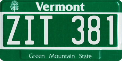 VT license plate ZIT381