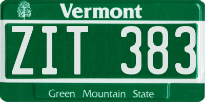 VT license plate ZIT383