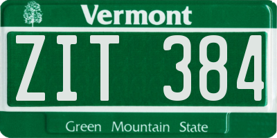 VT license plate ZIT384