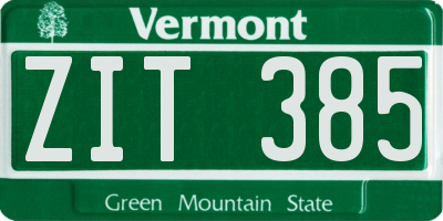 VT license plate ZIT385