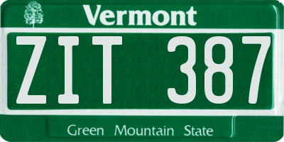 VT license plate ZIT387