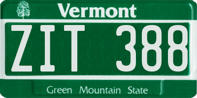 VT license plate ZIT388