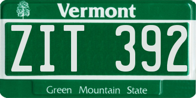VT license plate ZIT392