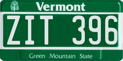 VT license plate ZIT396