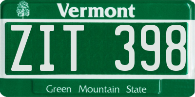 VT license plate ZIT398