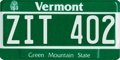 VT license plate ZIT402