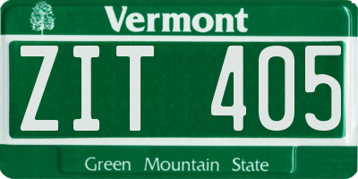 VT license plate ZIT405