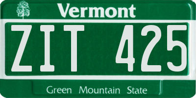 VT license plate ZIT425