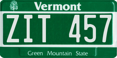 VT license plate ZIT457