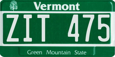 VT license plate ZIT475