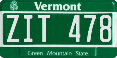 VT license plate ZIT478