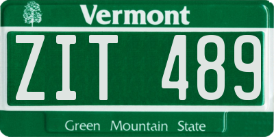 VT license plate ZIT489
