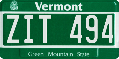 VT license plate ZIT494