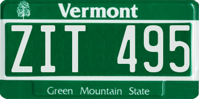 VT license plate ZIT495