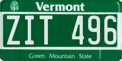 VT license plate ZIT496