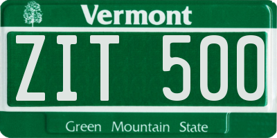 VT license plate ZIT500