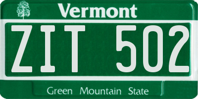 VT license plate ZIT502