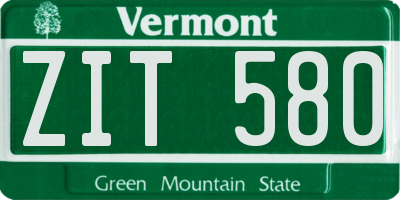VT license plate ZIT580