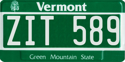VT license plate ZIT589