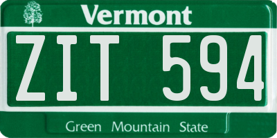 VT license plate ZIT594
