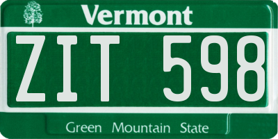 VT license plate ZIT598