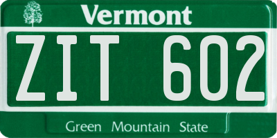 VT license plate ZIT602