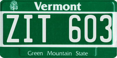 VT license plate ZIT603