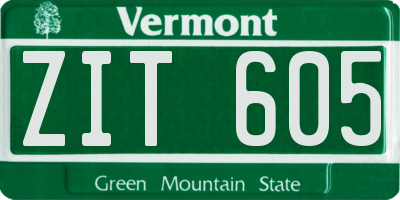 VT license plate ZIT605