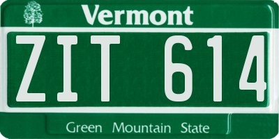 VT license plate ZIT614