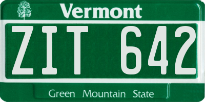 VT license plate ZIT642