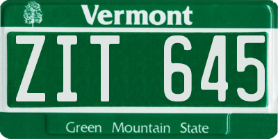 VT license plate ZIT645