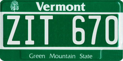VT license plate ZIT670