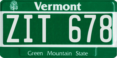VT license plate ZIT678