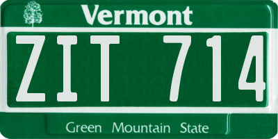 VT license plate ZIT714