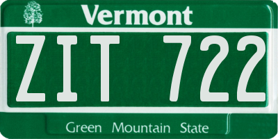 VT license plate ZIT722