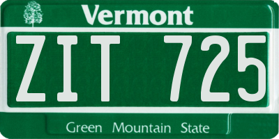 VT license plate ZIT725