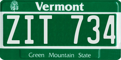 VT license plate ZIT734