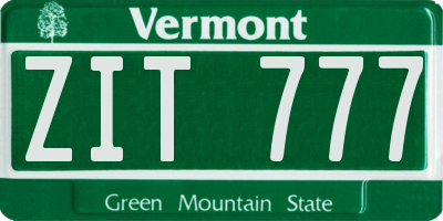 VT license plate ZIT777