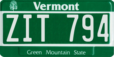 VT license plate ZIT794
