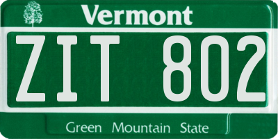 VT license plate ZIT802